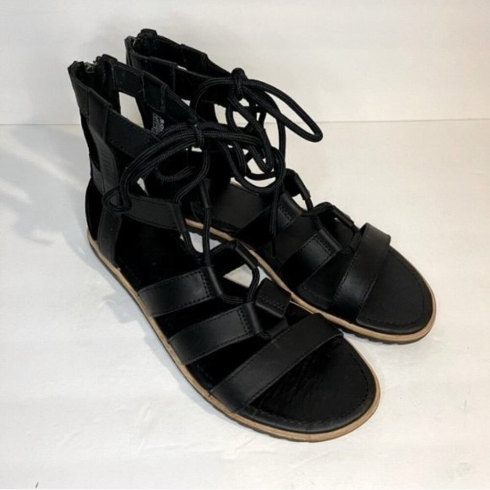 Sorel Bailee Lace Up Sandal Size 8 Black/Noir